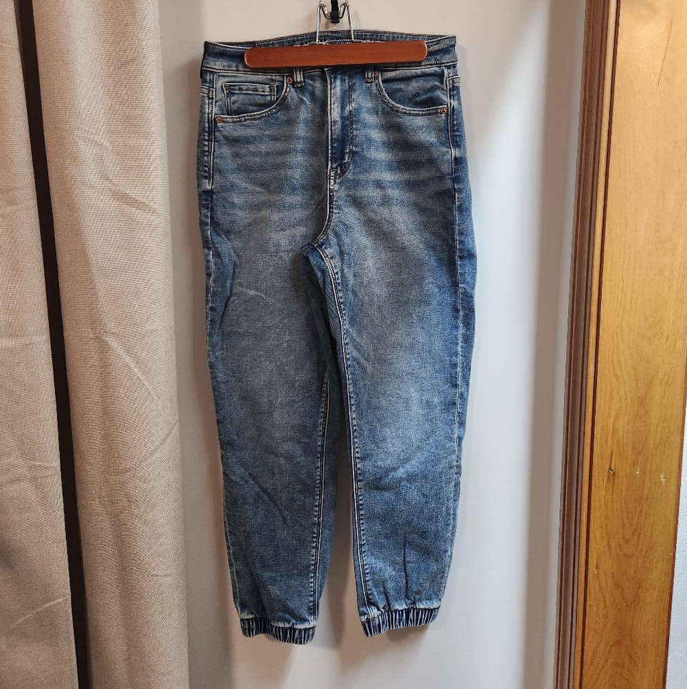 American Eagle AE Aerie Next Level Cozy Denim Jogger Bright Blue 6 X-Short